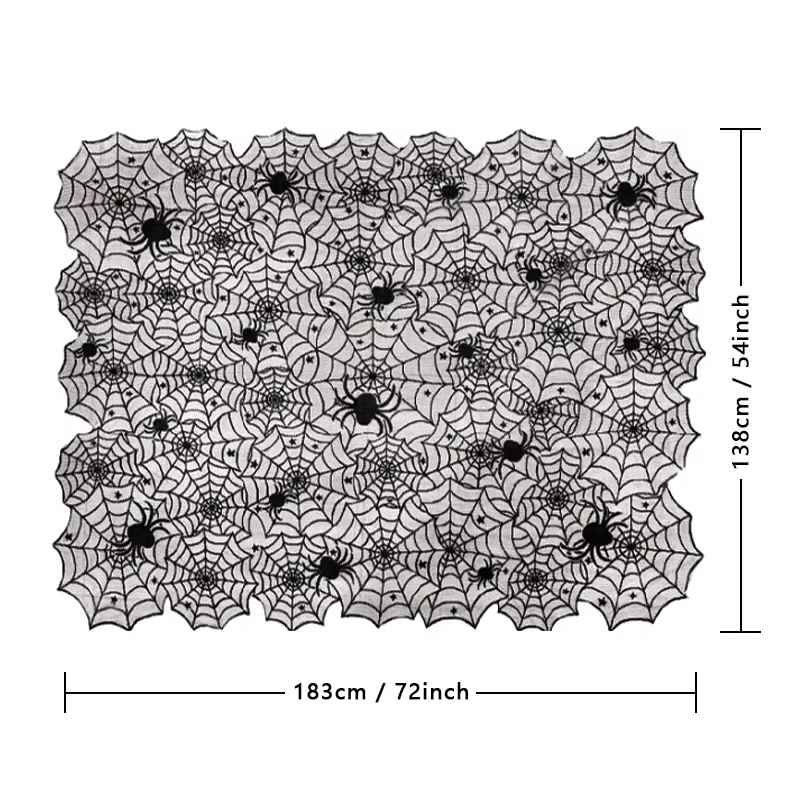 Halloween Black Lace Spider Web Tablecloth