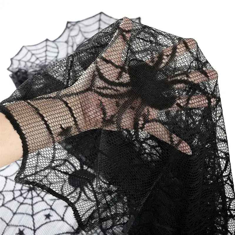 Halloween Black Lace Spider Web Tablecloth