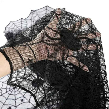 Halloween Black Lace Spider Web Tablecloth