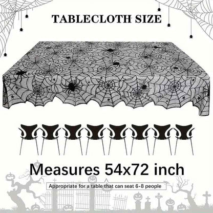 Halloween Black Lace Spider Web Tablecloth