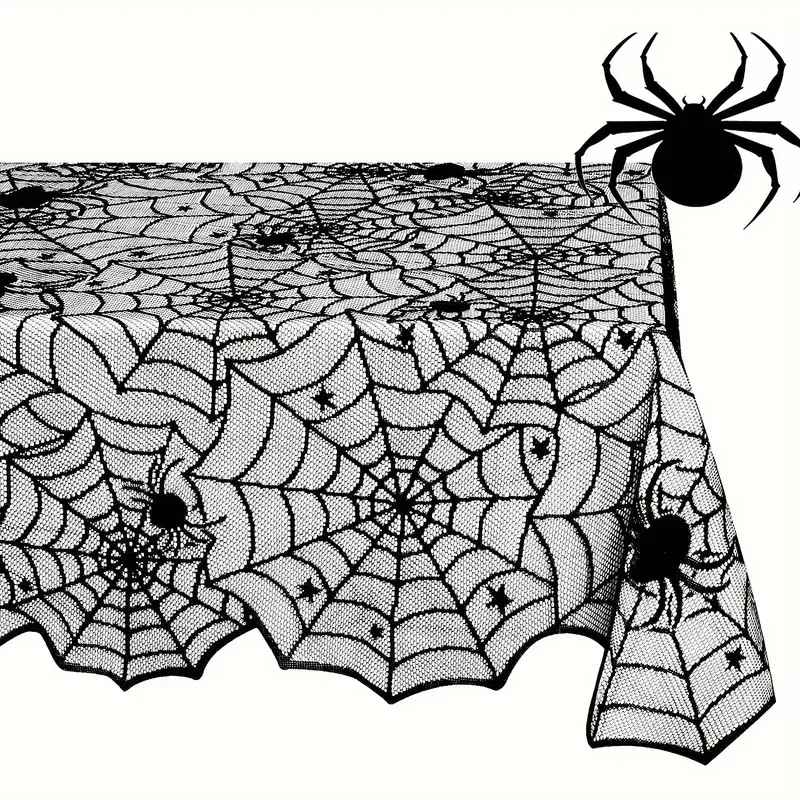 Halloween Black Lace Spider Web Tablecloth